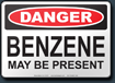 Danger Benzene May Be Present Sign