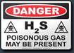 Danger H2S Poisonous Gas May Be Present Sign