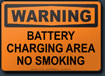 Warning Battery Charging Area No Smoking Sign